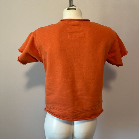 Frank & Eileen Boyfriend Crew Neck Sweatshirt Orange Short Sleeve Small Womens - Picture 4 of 5